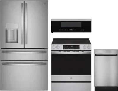 4 Piece Package Includes Refrigerator, Range, Microwave And Dishwasher
